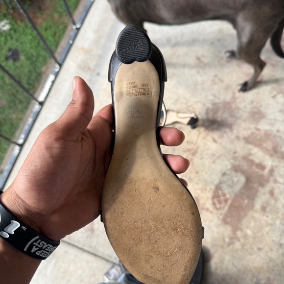 Stuart Weitzman Sandal Heels Black Leather Women's Shoe Size 8 - Picture 7 of 7